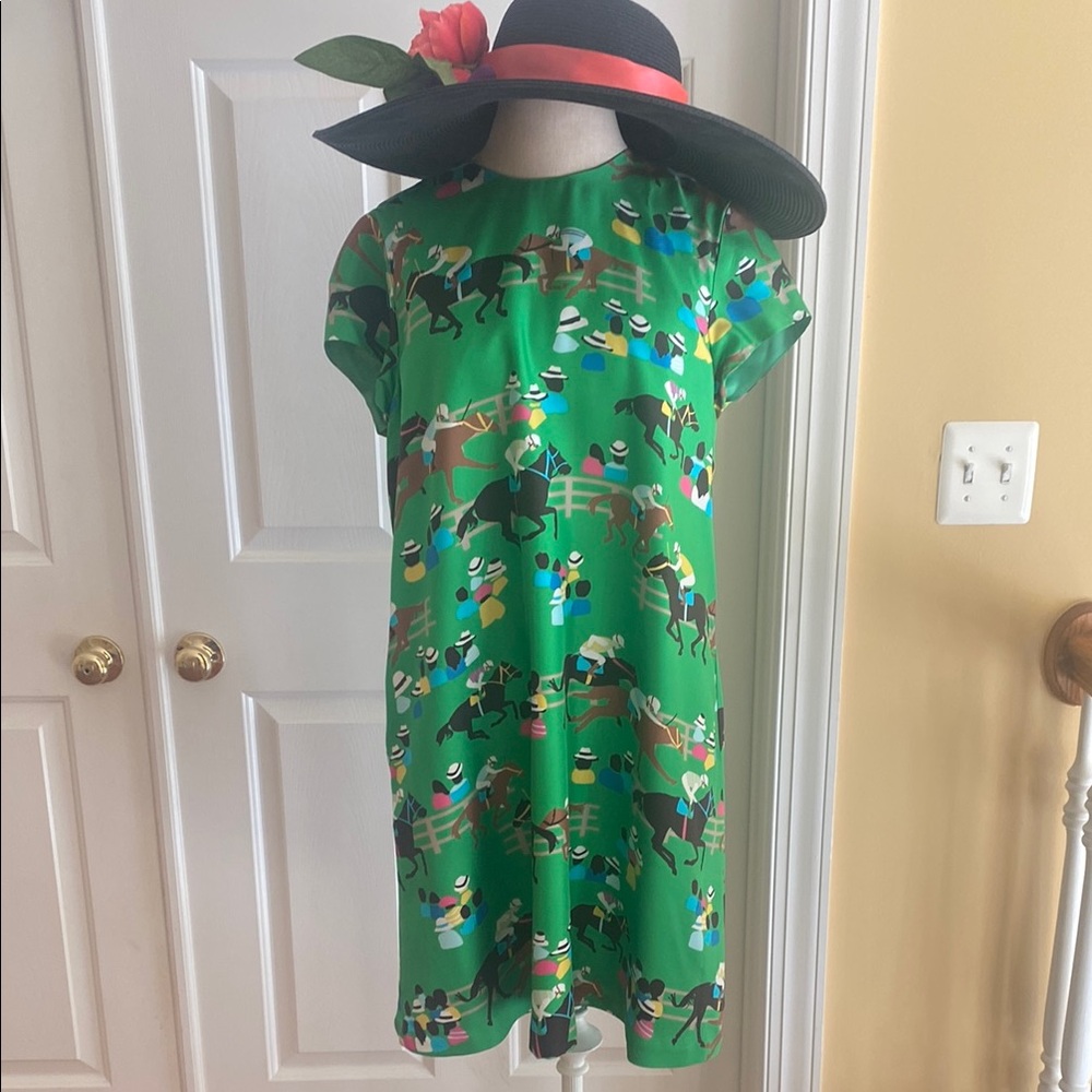J McLaughlin Kentucky Derby dress size large with side pockets
